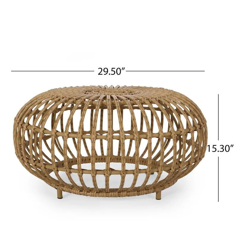 Woven Rattan-Look Coffee Table