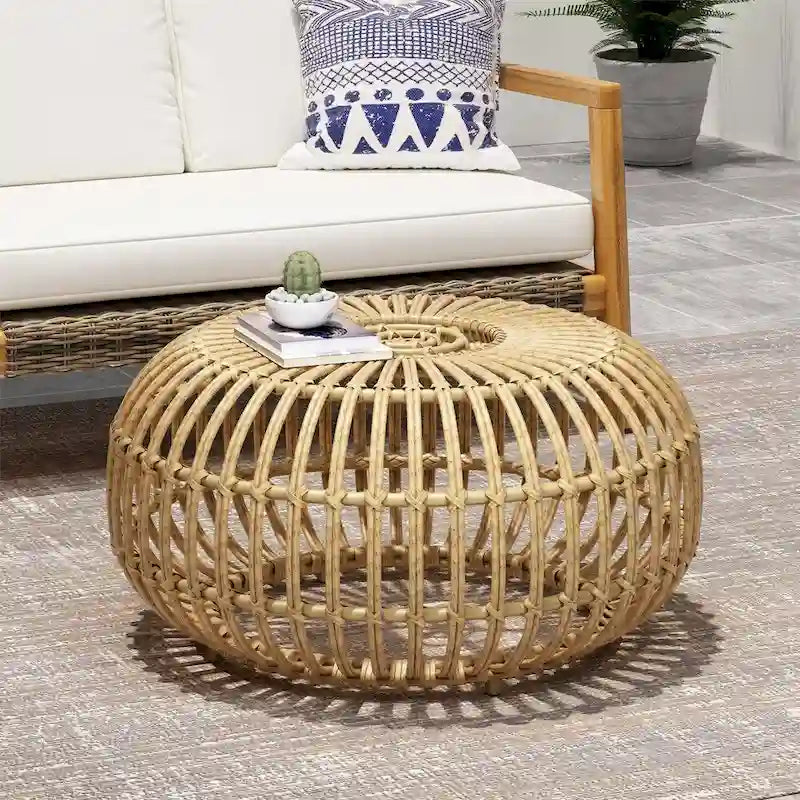 Woven Rattan-Look Coffee Table