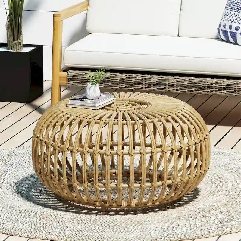 Woven Rattan-Look Coffee Table