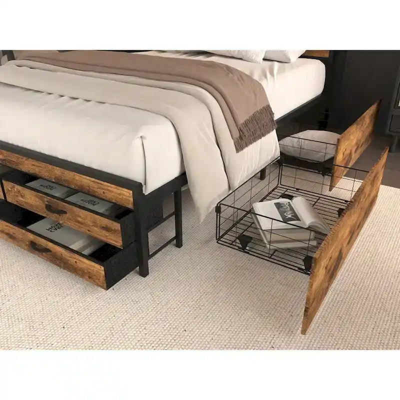 Full-Size Storage Bed with LED Lighting & Charging Station