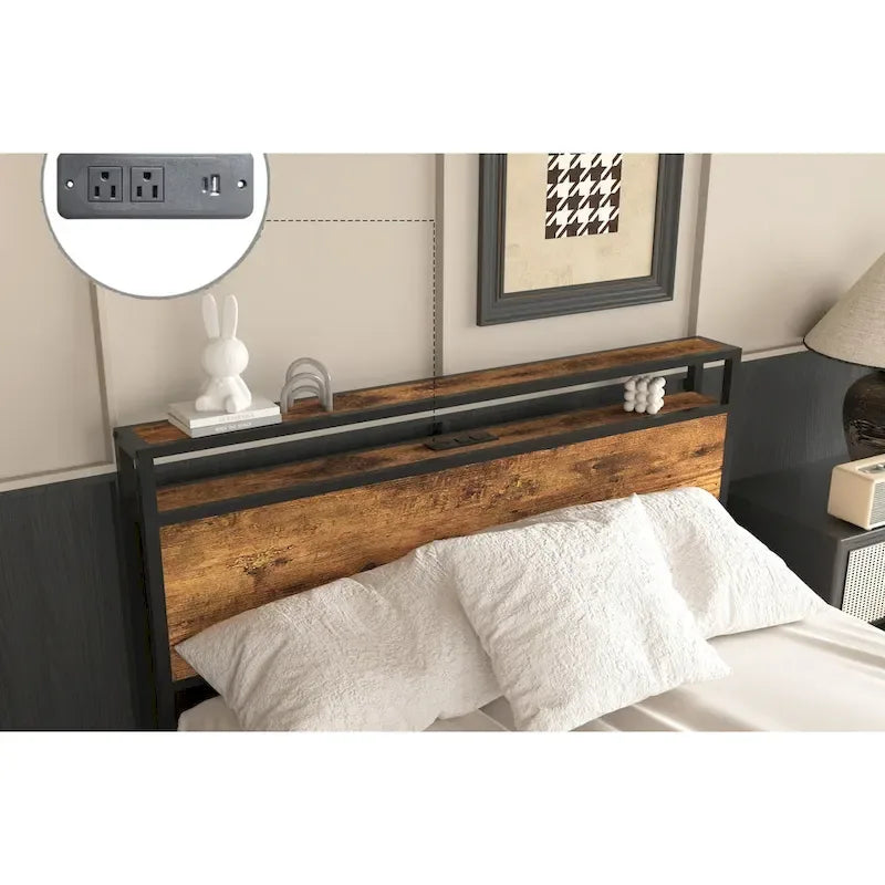 Full-Size Storage Bed with LED Lighting & Charging Station