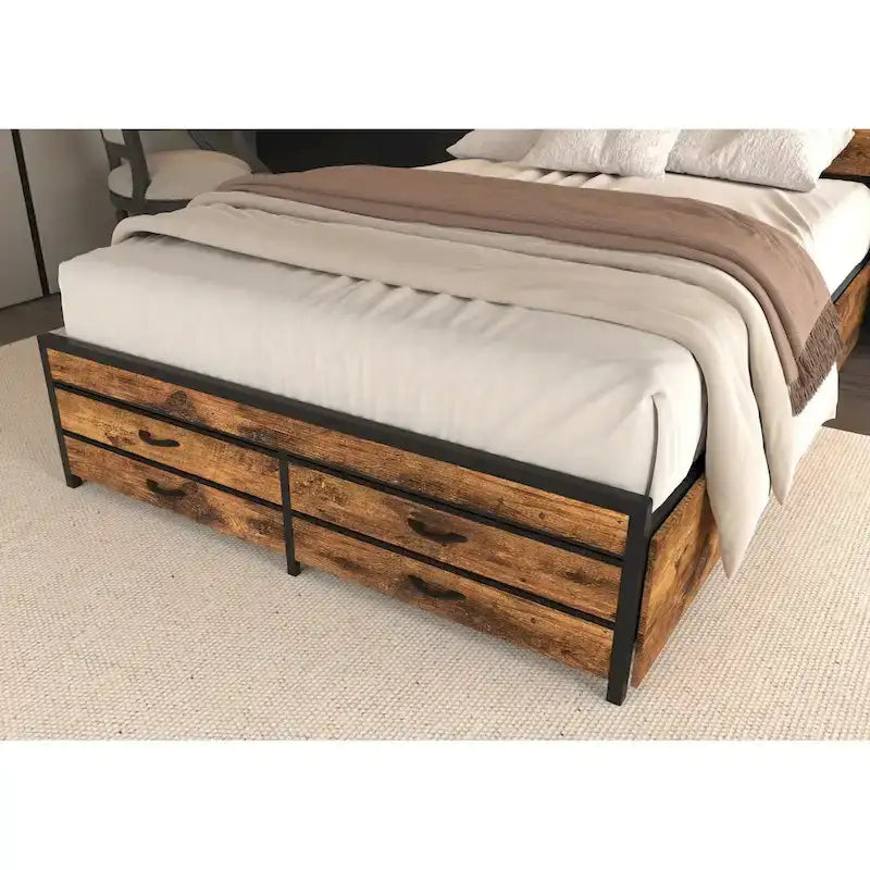 Full-Size Storage Bed with LED Lighting & Charging Station