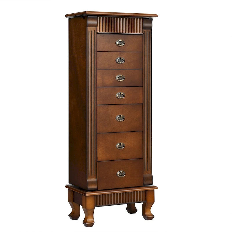 Freestanding Jewelry Armoire with Mirror and Storage