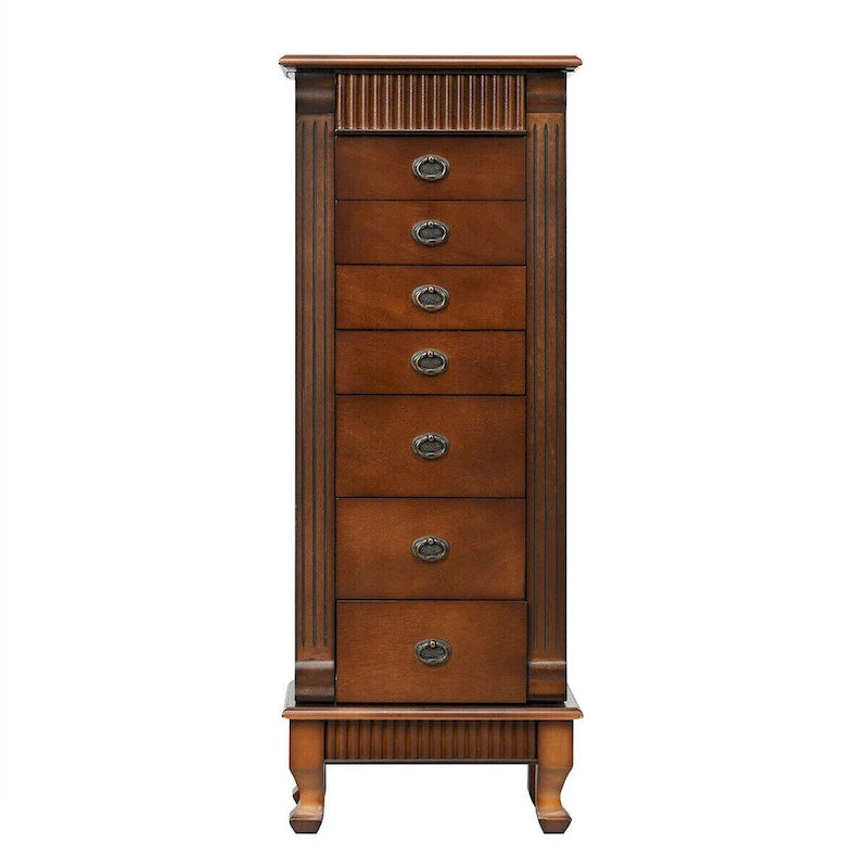 Freestanding Jewelry Armoire with Mirror and Storage