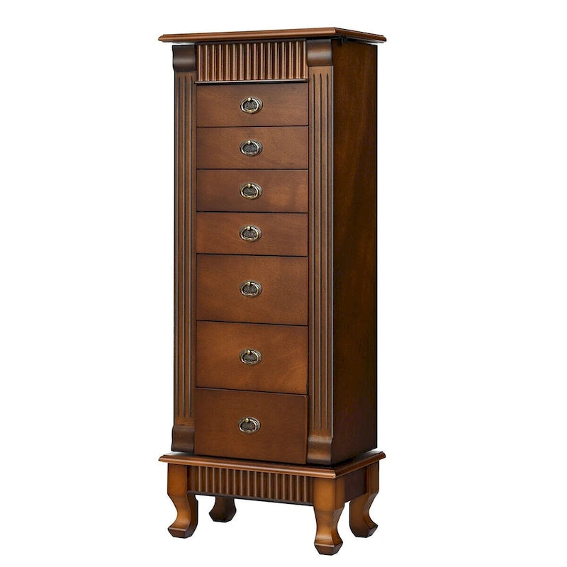 Freestanding Jewelry Armoire with Mirror and Storage
