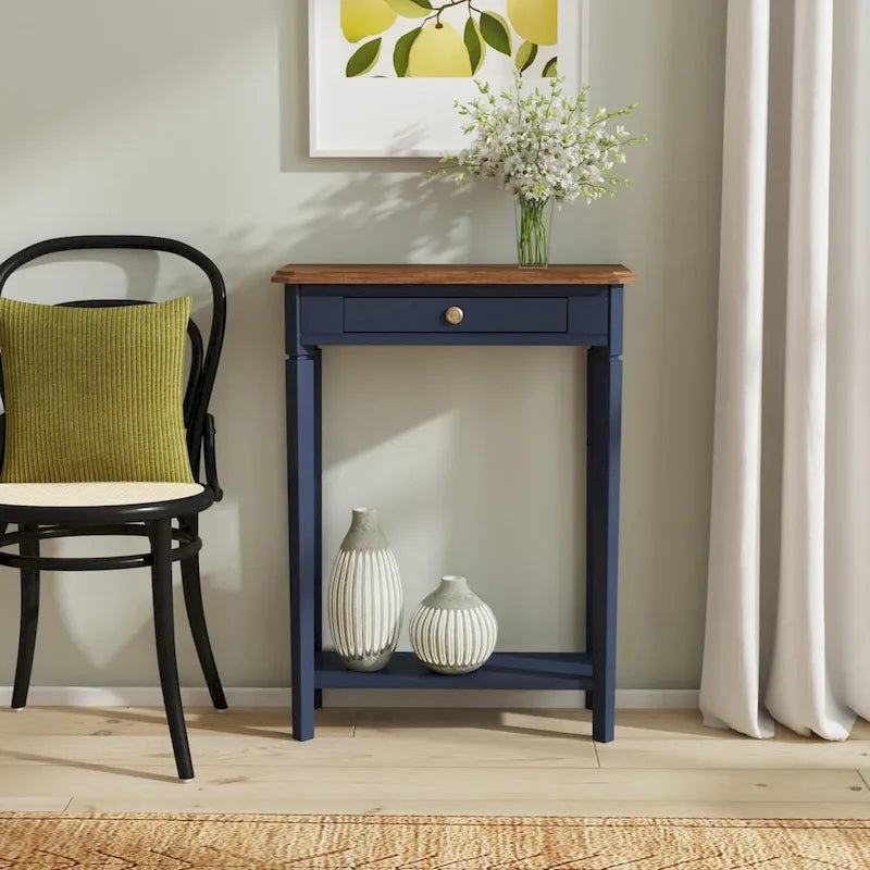 Marnie Two-tone 1-drawer Solid Wood Console Accent Table with Shelf by East at Main