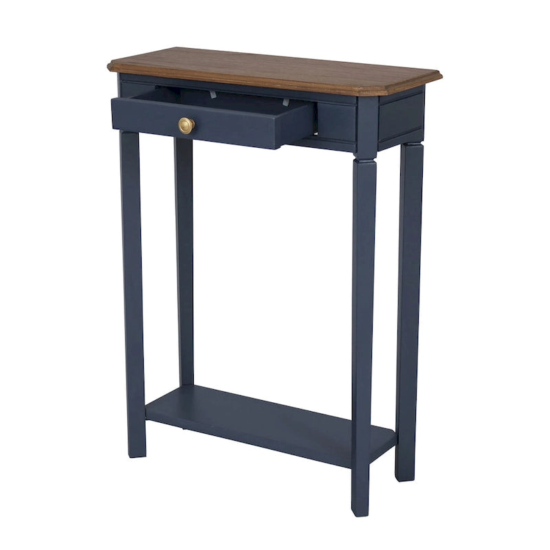 Solid Wood Console Table with Drawer and Lower Shelf