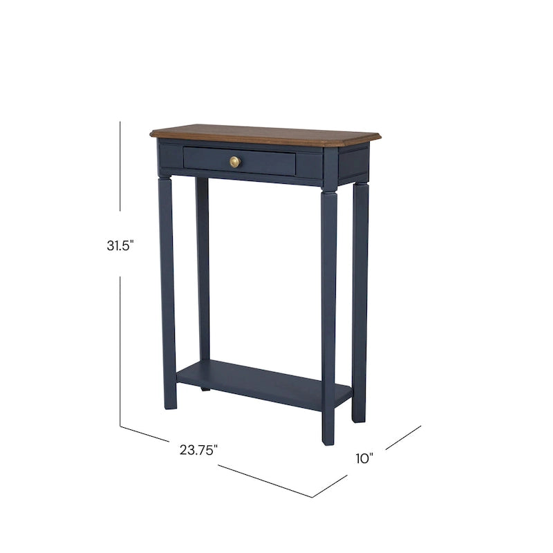 Solid Wood Console Table with Drawer and Lower Shelf
