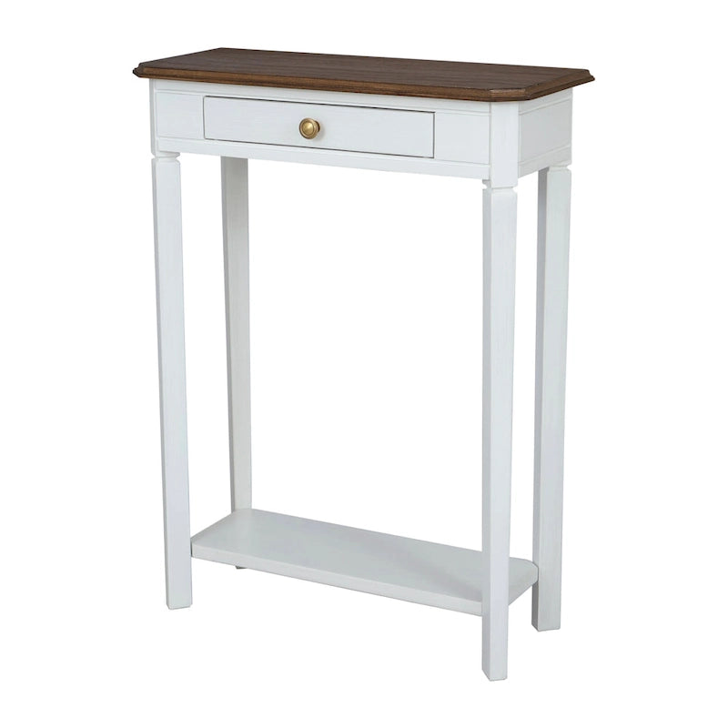 Solid Wood Console Table with Drawer and Lower Shelf