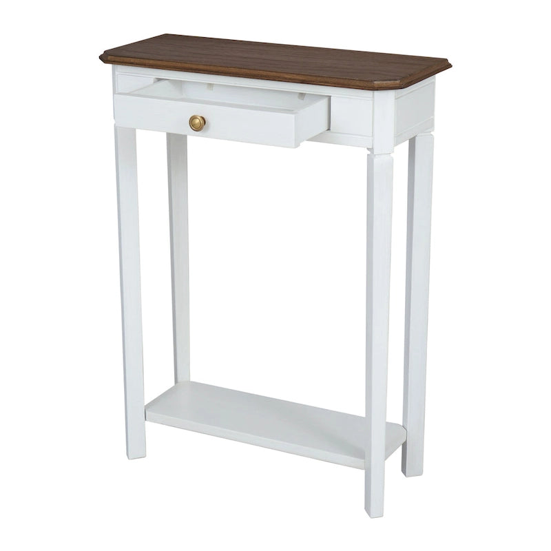 Solid Wood Console Table with Drawer and Lower Shelf