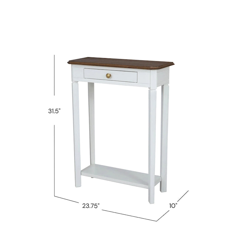 Solid Wood Console Table with Drawer and Lower Shelf