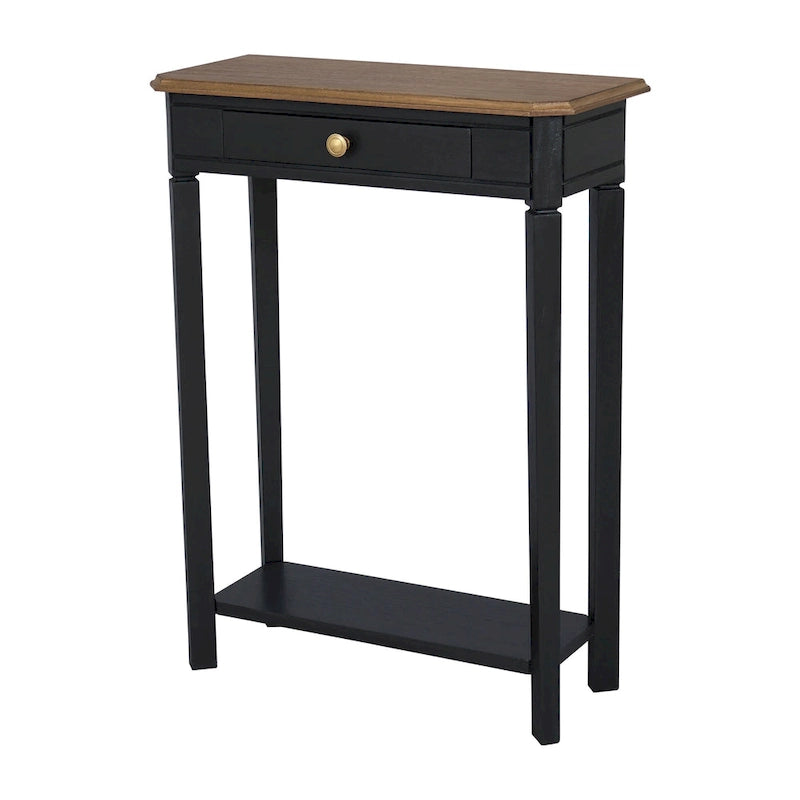 Solid Wood Console Table with Drawer and Lower Shelf