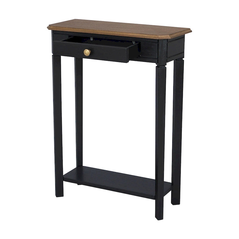 Solid Wood Console Table with Drawer and Lower Shelf