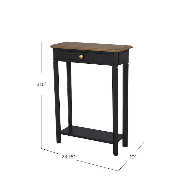 Solid Wood Console Table with Drawer and Lower Shelf