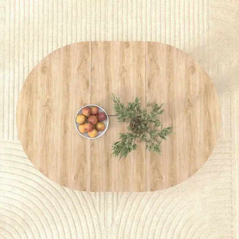 Extendable Round Dining Table with Oak Veneer Top