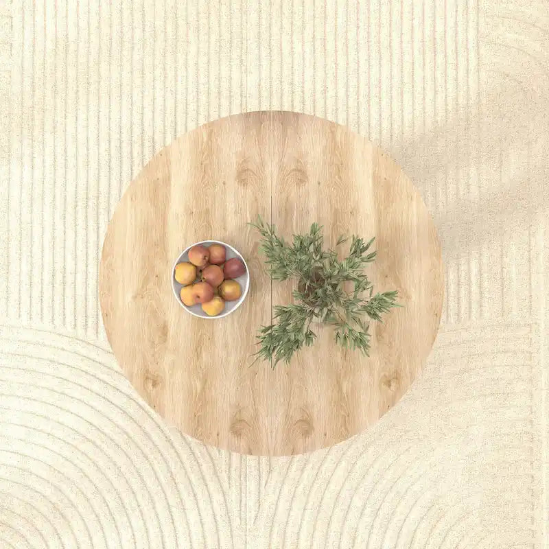 Extendable Round Dining Table with Oak Veneer Top