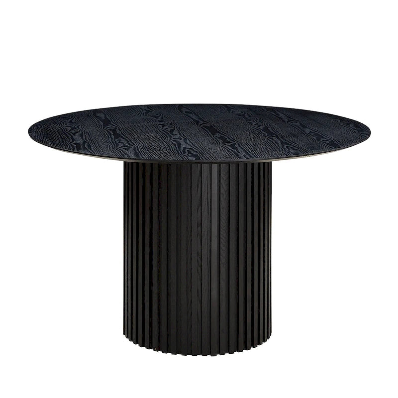 Extendable Round Dining Table with Oak Veneer Top