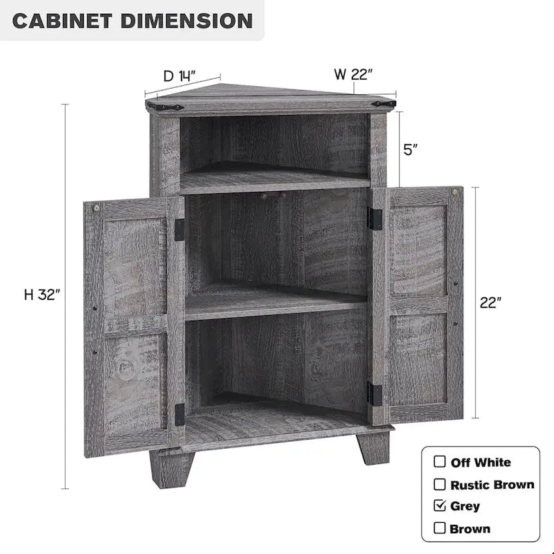 Farmhouse Corner Bathroom Storage Cabinet