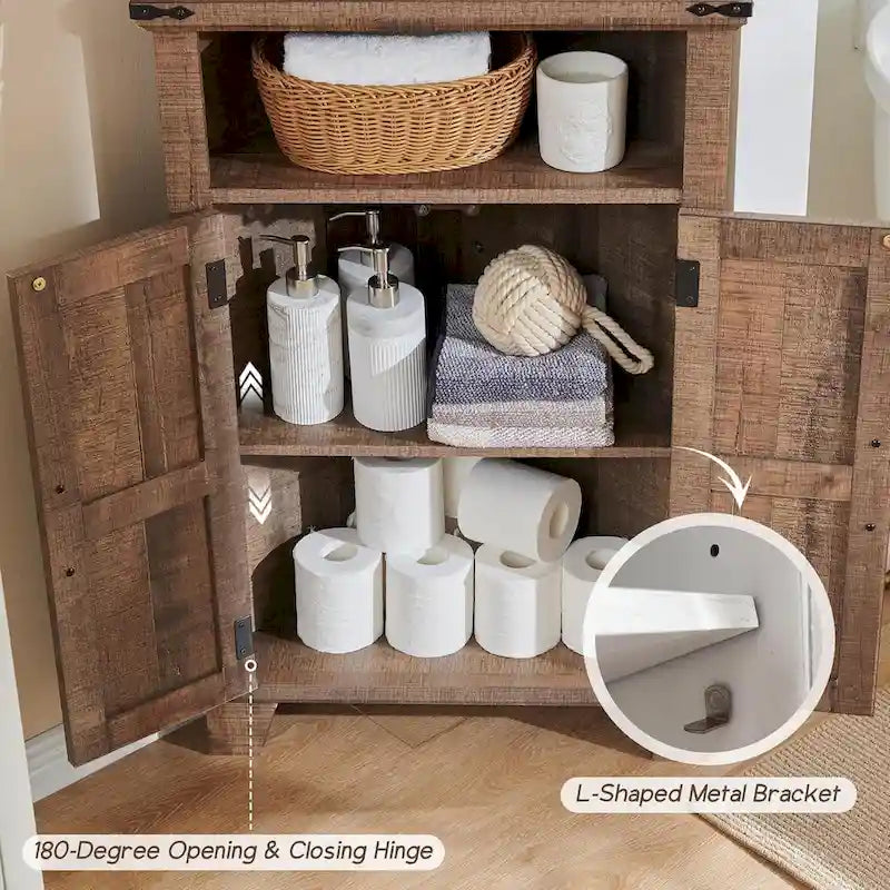 Farmhouse Corner Bathroom Storage Cabinet