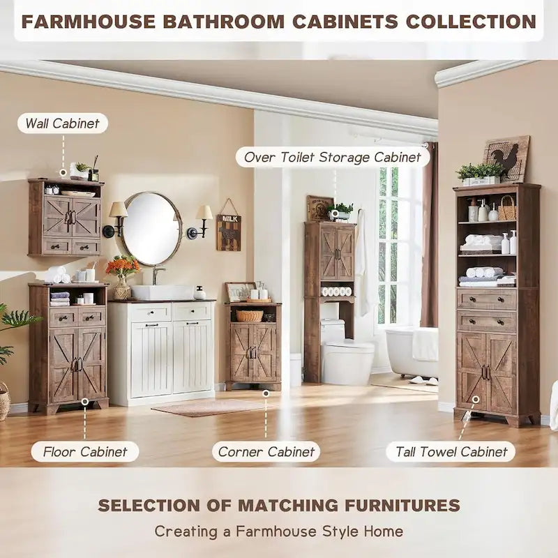 Farmhouse Corner Bathroom Storage Cabinet