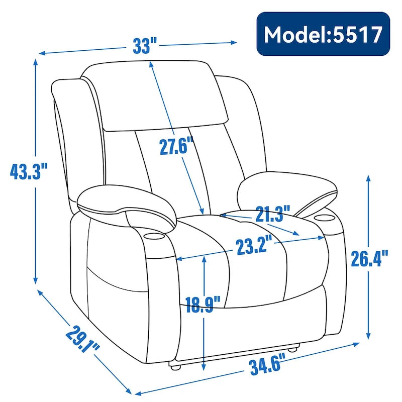 Chenille Power Lift Recliner Chair with Massage and Lumbar Heat