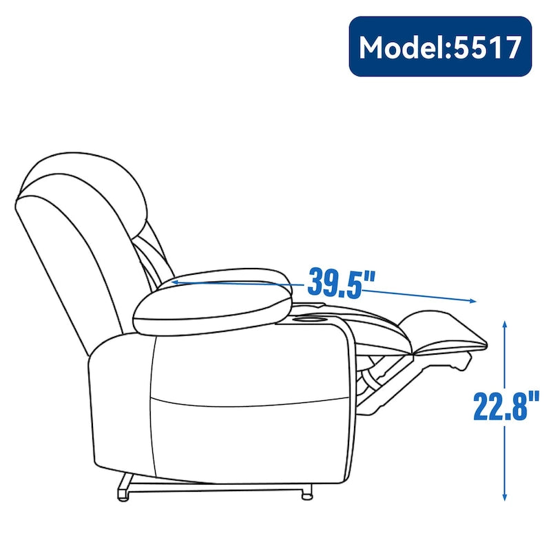 Chenille Power Lift Recliner Chair with Massage and Lumbar Heat