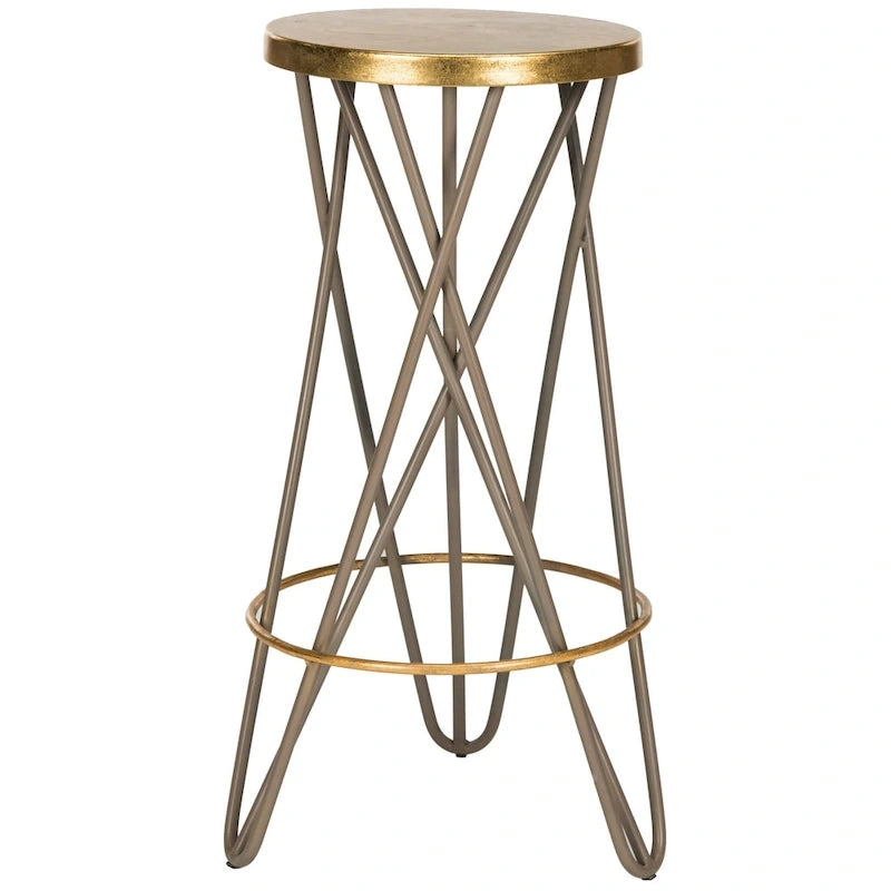 Gold Finish Hairpin-Leg Bar Stool, 30 in High