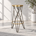 Gold Finish Hairpin-Leg Bar Stool, 30 in High