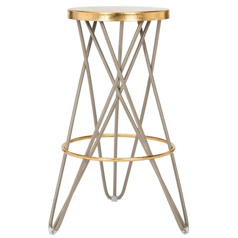 Gold Finish Hairpin-Leg Bar Stool, 30 in High
