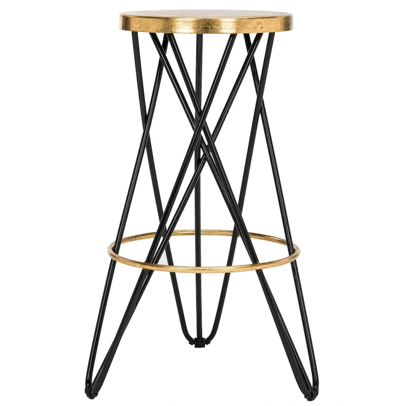 Gold Finish Hairpin-Leg Bar Stool, 30 in High