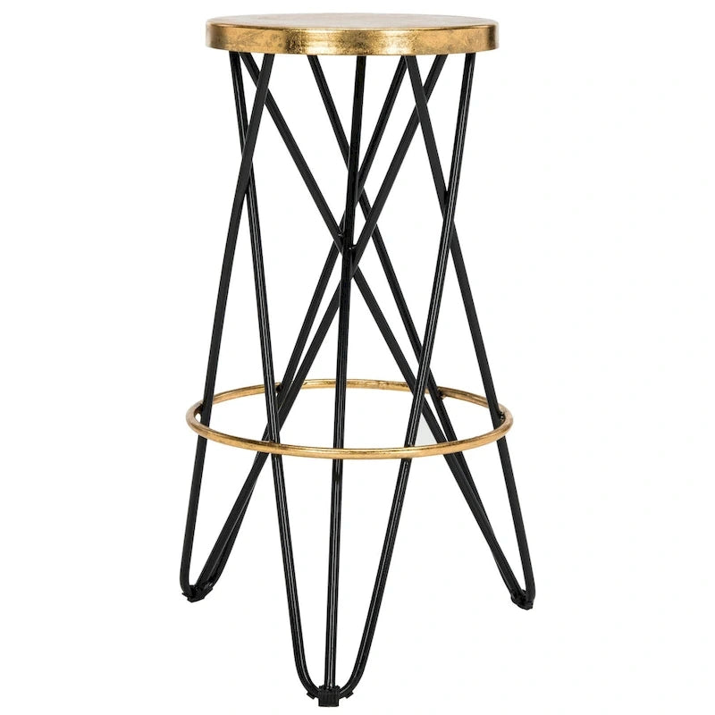 Gold Finish Hairpin-Leg Bar Stool, 30 in High