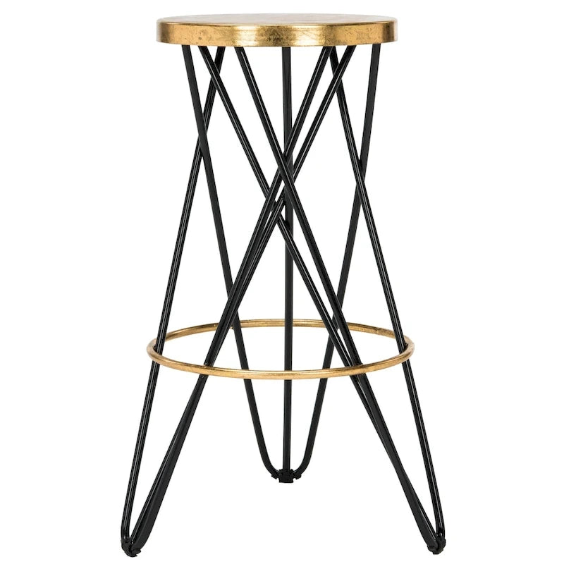 Gold Finish Hairpin-Leg Bar Stool, 30 in High
