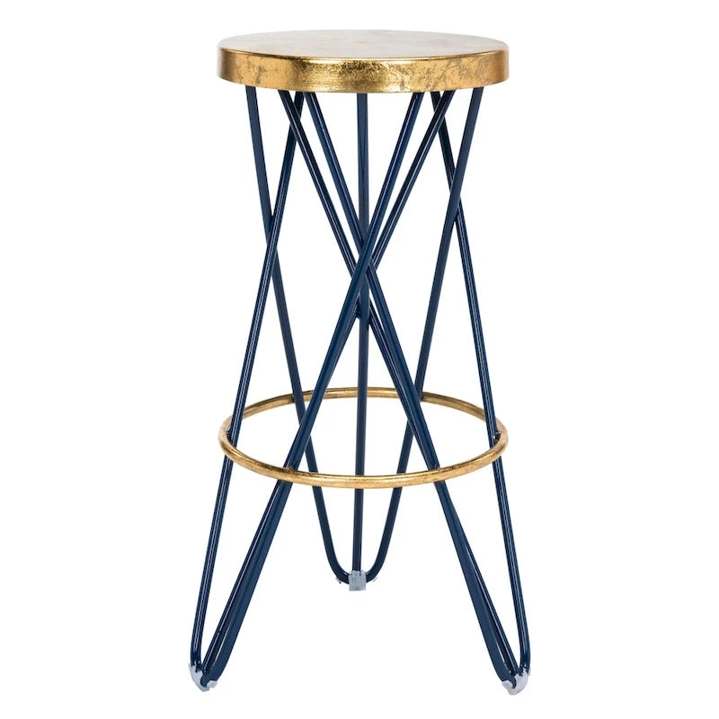 Gold Finish Hairpin-Leg Bar Stool, 30 in High