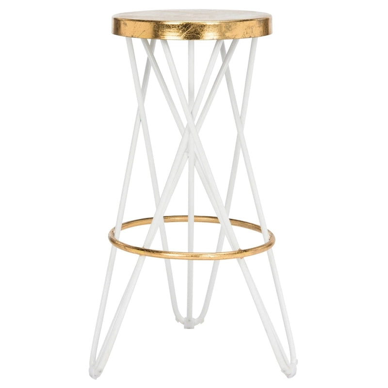 Gold Finish Hairpin-Leg Bar Stool, 30 in High