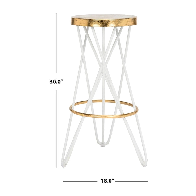 Gold Finish Hairpin-Leg Bar Stool, 30 in High