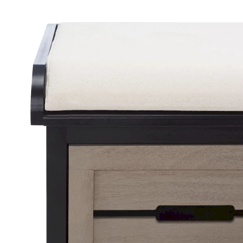 Farmhouse Cushioned Storage Bench with 3 Drawers