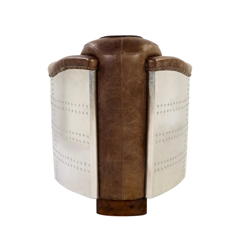 Top-Grain Leather Accent Armchair with Aluminum Details