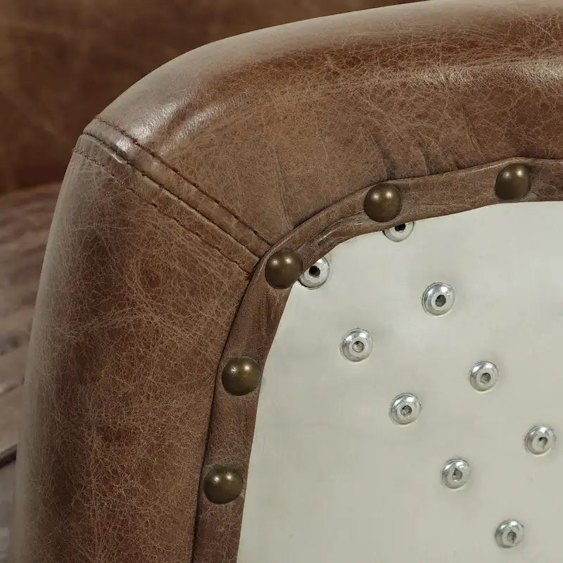Top-Grain Leather Accent Armchair with Aluminum Details