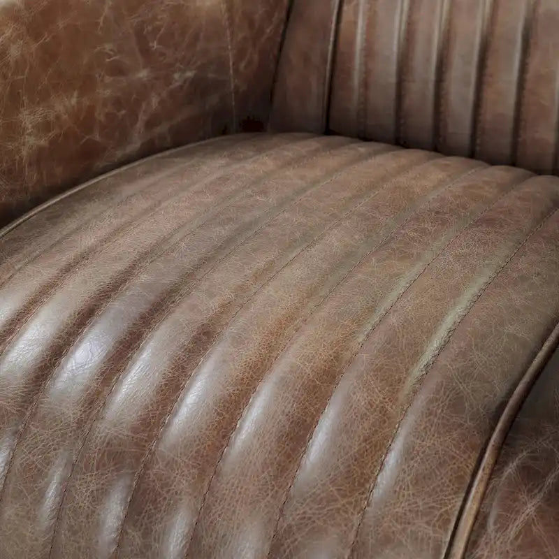 Top-Grain Leather Accent Armchair with Aluminum Details