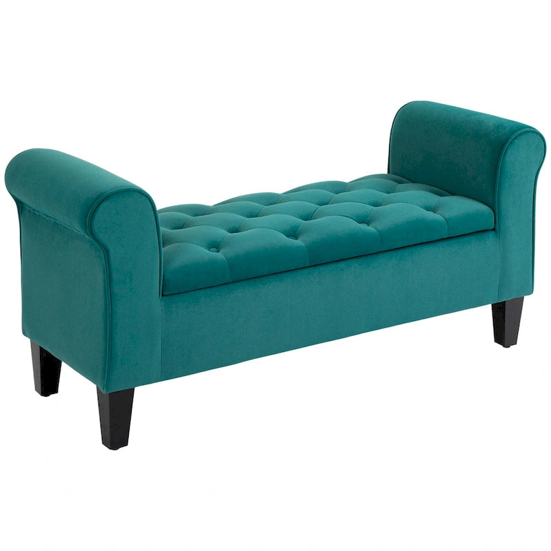 Button-Tufted Velvet-Touch Storage Ottoman Bench