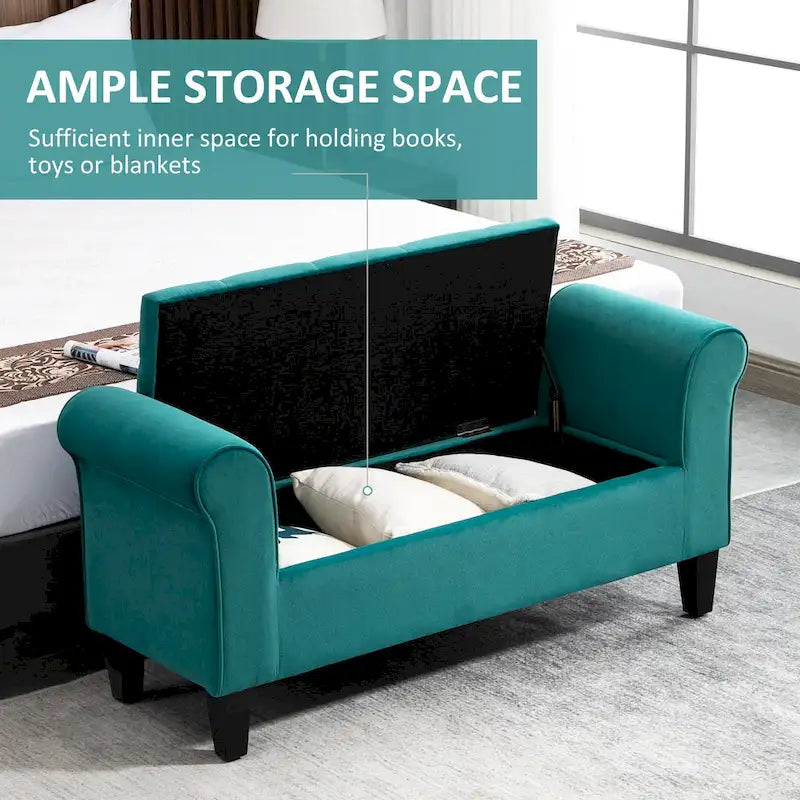 Button-Tufted Velvet-Touch Storage Ottoman Bench