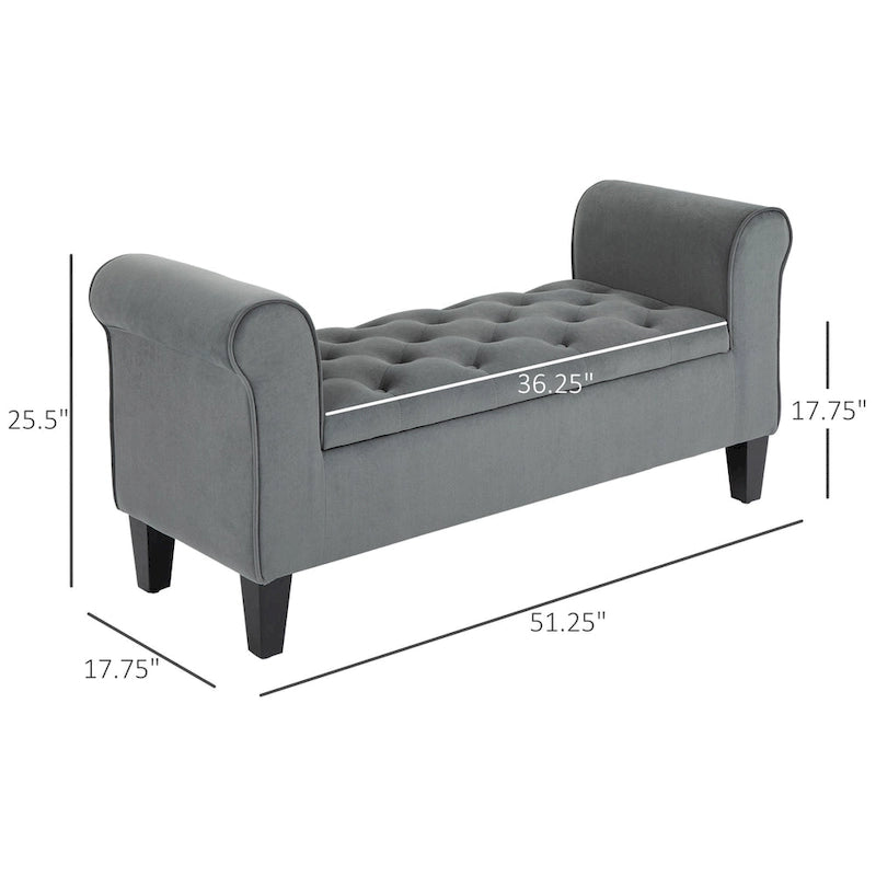 Button-Tufted Velvet-Touch Storage Ottoman Bench