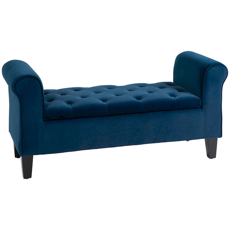 Button-Tufted Velvet-Touch Storage Ottoman Bench