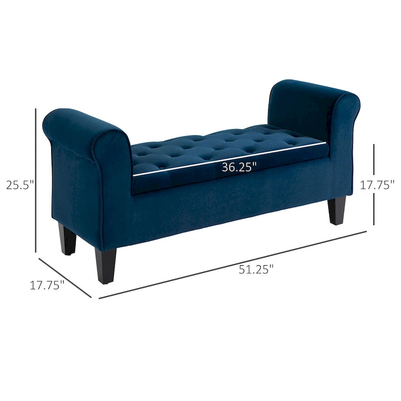 Button-Tufted Velvet-Touch Storage Ottoman Bench