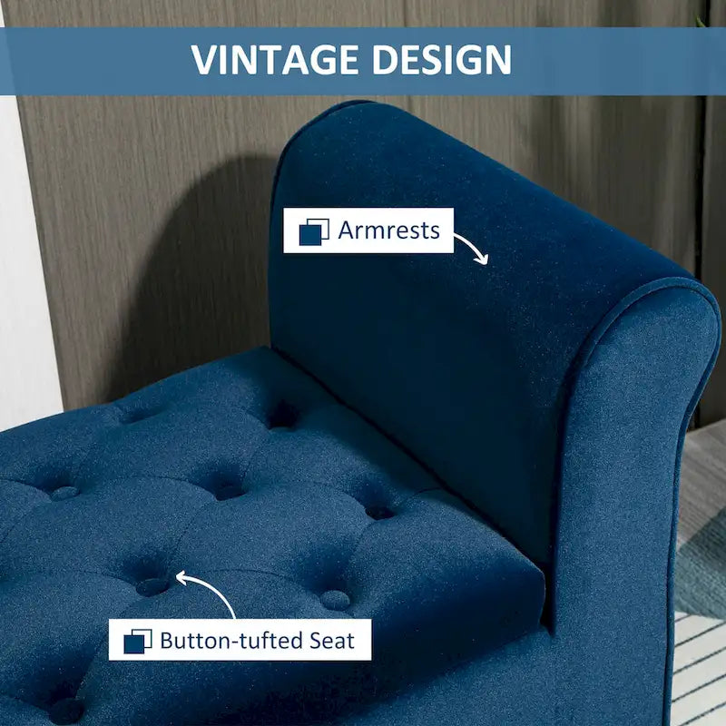 Button-Tufted Velvet-Touch Storage Ottoman Bench