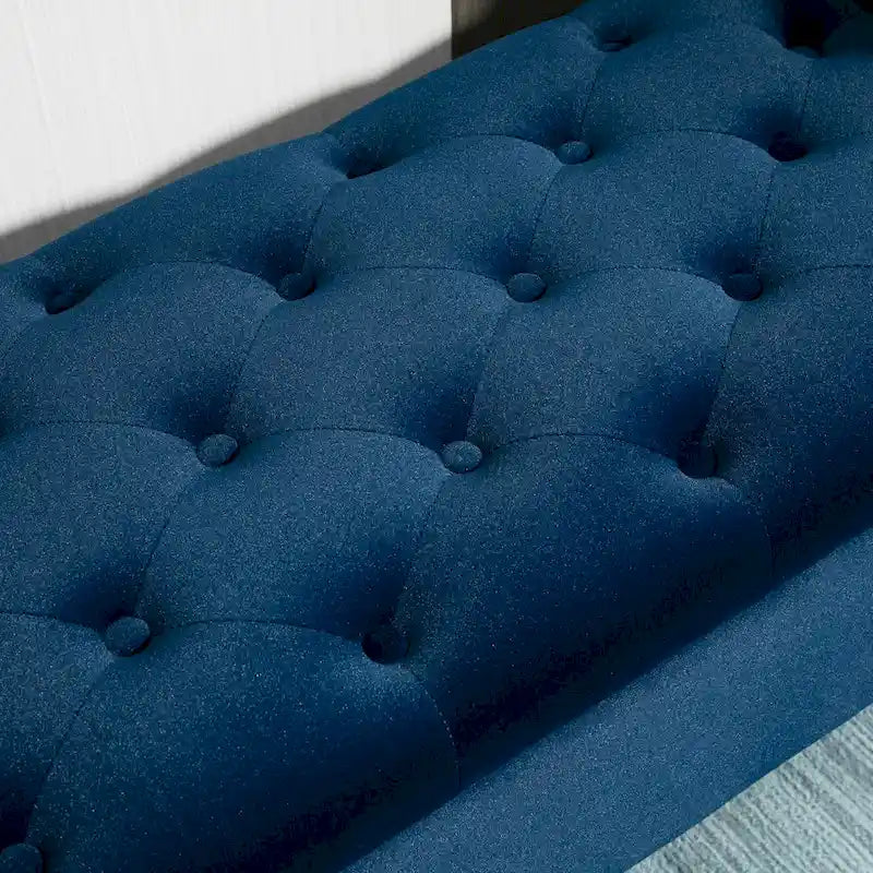Button-Tufted Velvet-Touch Storage Ottoman Bench