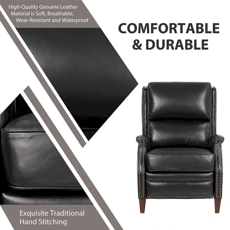 Genuine Leather Power Recliner with USB Charging