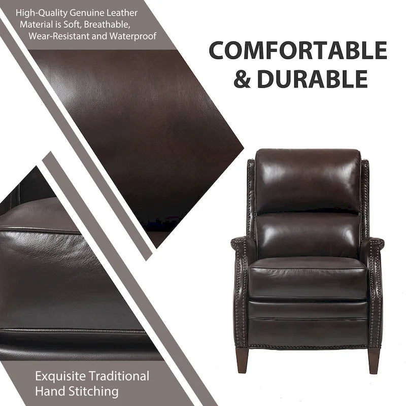 Genuine Leather Power Recliner with USB Charging