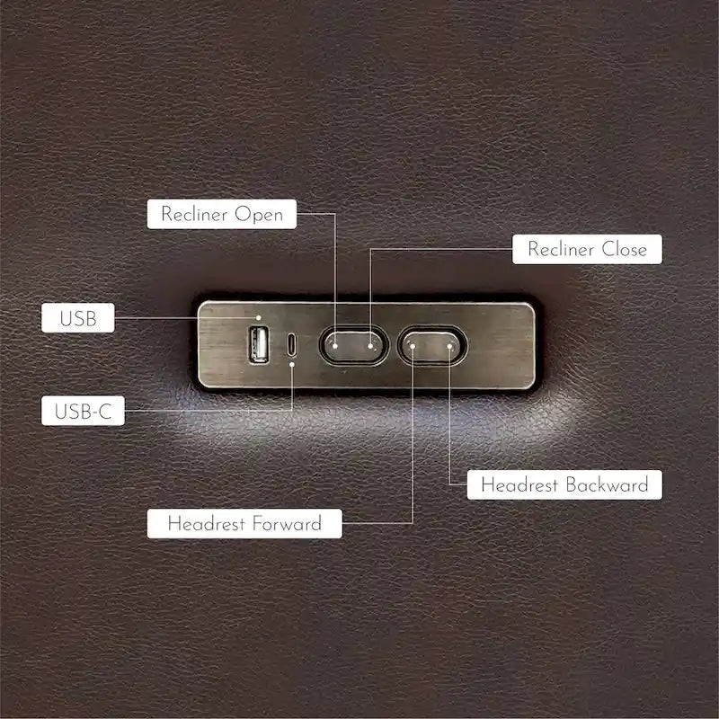 Genuine Leather Power Recliner with USB Charging