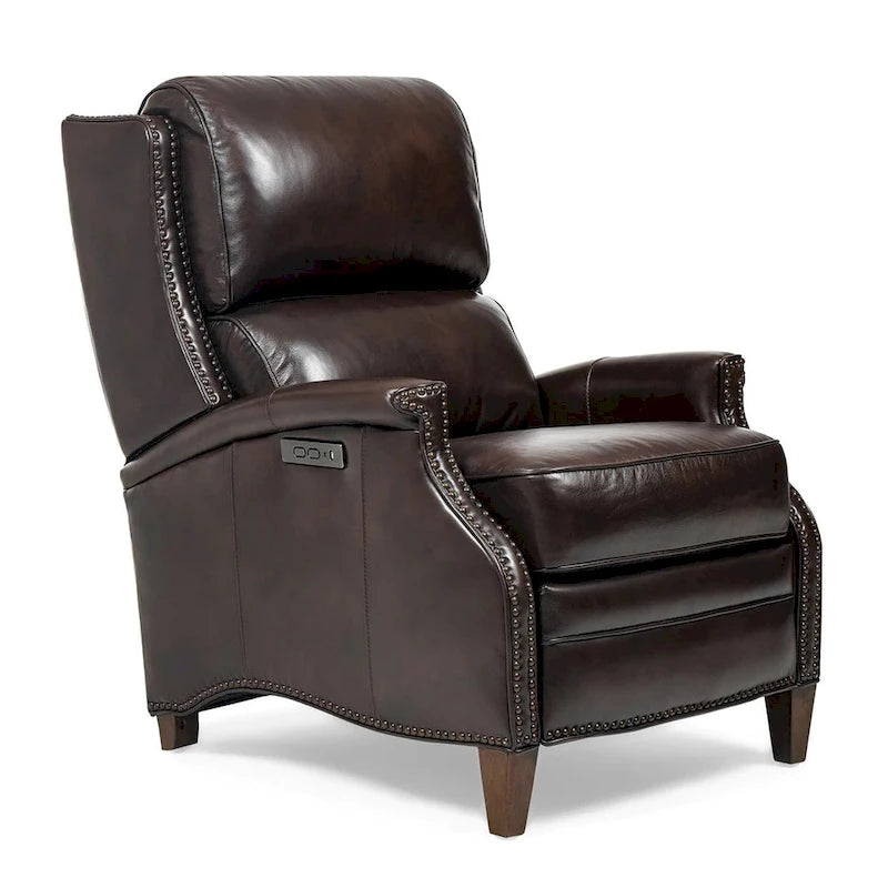 Genuine Leather Power Recliner with USB Charging